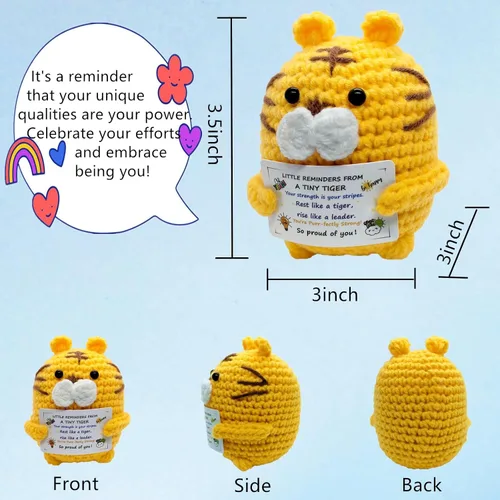 Miniatura 3 de Mini regalo de tigre de ganchillo positivo, lindo regalo de apoyo emocional inspirador para mujeres, hombres, adultos y adolescentes, decoración
