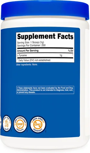 Miniatura 5 de Nutricost L-tirosina en polvo 8.82 oz - polvo puro de L-tirosina 1000mg por porción