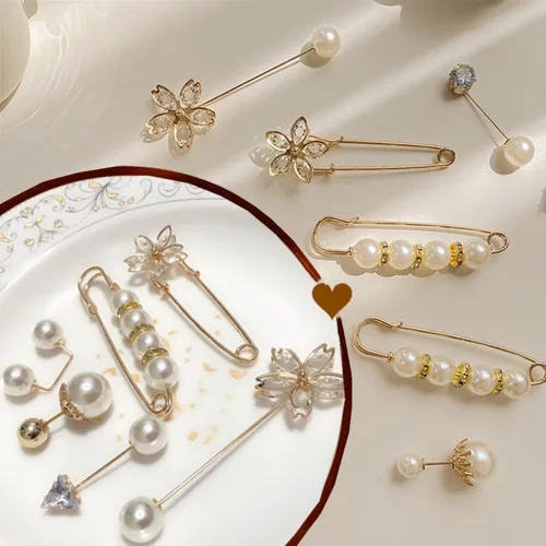 Miniatura 3 de Broche de perlas de imitación con caja, chales de suéter de seguridad con botones de cobertura, alfileres, broches, conjuntos para mujeres, niñas