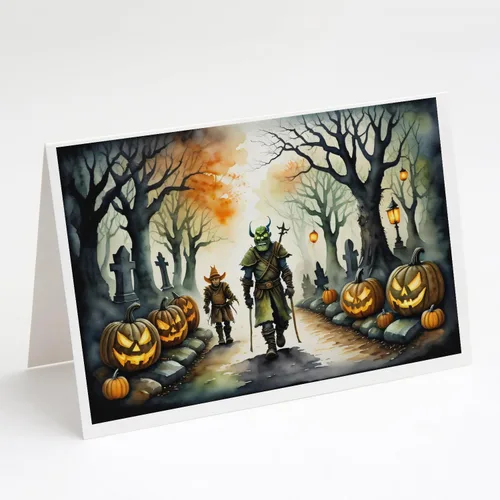Miniatura 69 de Caroline's Treasures DAC2223GCA7P - Tarjetas de felicitación y sobres de Halloween espeluznantes de gato negro, paquete de 8 tarjetas en blanco