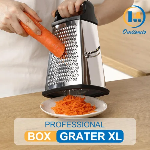 Miniatura 2 de Rallador Profesional de Queso - Acero Inoxidable, Tamaño XL, 4 Lados - Rallador de Caja Perfecto para Queso Parmesano, Verduras, Jengibre - Apto