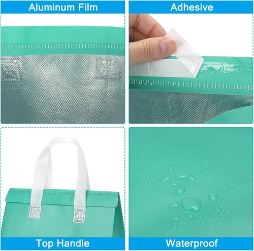 Miniatura 4 de PATIKIL Bolsas aisladas para llevar, 15 bolsas aislantes térmicas de comestibles de 9.4 x 5.9 x 10.2 pulgadas para entrega de alimentos fríos