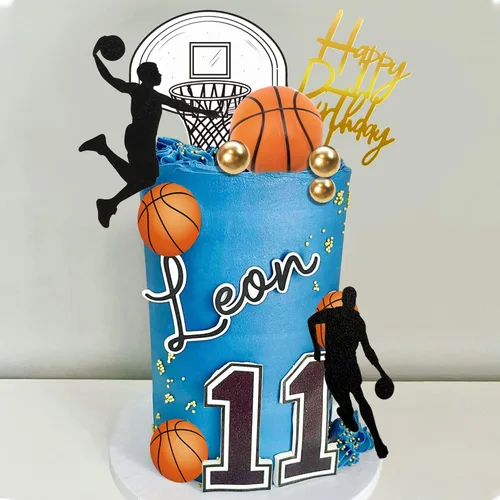 Miniatura 3 de 20 decoraciones para pasteles de baloncesto, decoraciones de pastel con temática de estrellas de baloncesto para decoración de pastel de cumpleaños