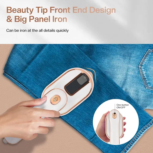 Miniatura 6 de Mini plancha de vapor y vaporizador portátil para ropa, plancha de vapor de mano de 970 W para viajes en casa (blanco)