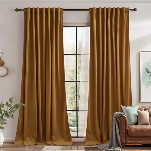 Miniatura 39 de StangH Cortinas de terciopelo súper suaves con pestaña trasera, cortinas azul marino para puerta corredera, decoración de lujo, cortinas opacas