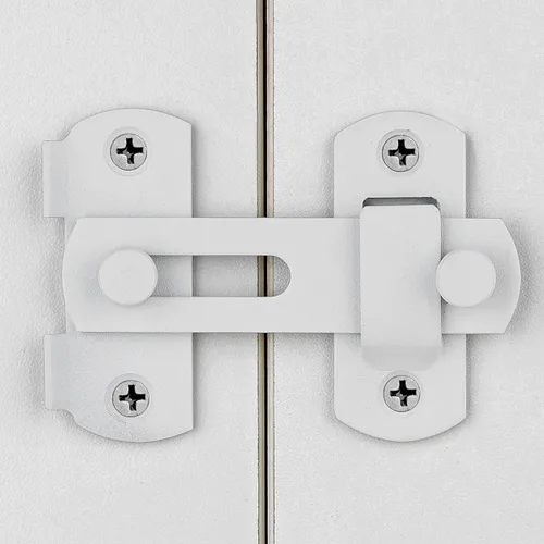 Miniatura 3 de INIRET Paquete de 4 pestillos para puerta de granero, 2.75 x 2.02 pulgadas, acero inoxidable blanco mate, cerraduras de puerta abatible, cerradura