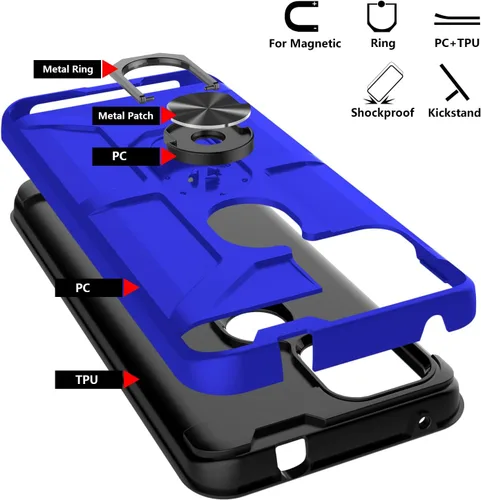 Miniatura 3 de Jeylly Funda para T-Mobile Revvl 5G con 2 protectores de pantalla de vidrio templado, cuerpo completo híbrido de policarbonato duro suave TPU anillo