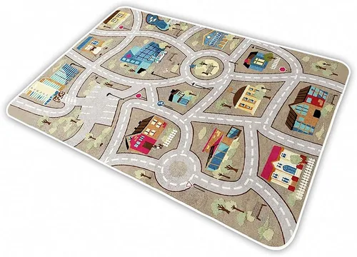 Alfombra de juegos para niños para autos de juguete y tren, alfombra de área de juegos con respaldo de goma, divertida alfombra decorativa, regalo
