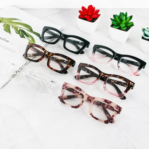 Miniatura 8 de REAVEE 6 Pack Reading Glasses for Women Blue Light Blocking, Cute Square Computer Readers with Spring Hinge