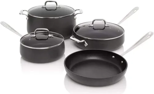 All-Clad HA1 Juego de utensilios de cocina anodizados duros antiadherentes aptos para lavavajillas, sin PFOA, 7 piezas, color negro