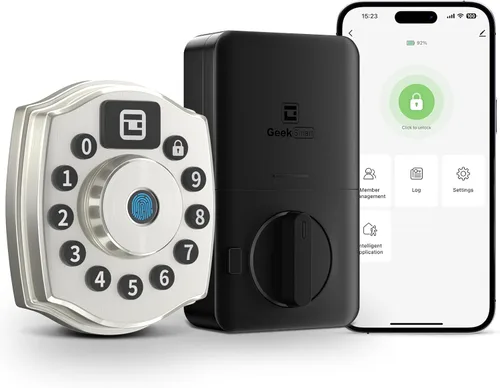 Miniatura 8 de Geek Smart Cerradura de cerrojo de huellas dactilares con teclado, cerrojo inteligente con código, cerraduras electrónicas para puerta delantera