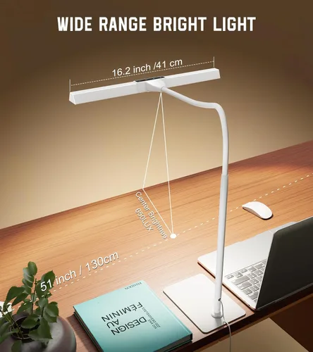 Miniatura 2 de Lámpara de escritorio LED para el hogar y la oficina con base, luz de tarea para arquitectos que cuida los ojos con cuello de ganso ajustable