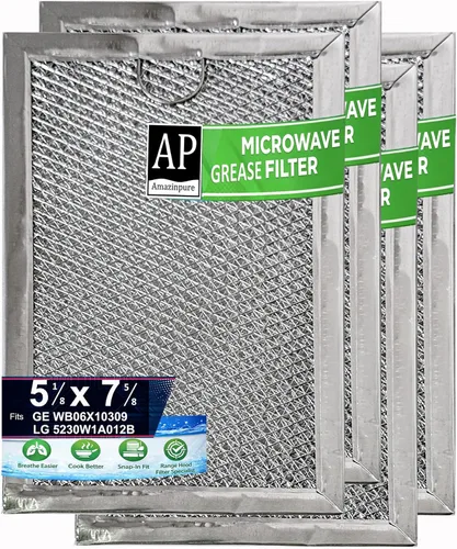 Paquete de 4 filtros de grasa para microondas WB06X10309 5230w1a012b compatibles con GE WB06X10359 WB06X10654 LG 5230W1A012A 5230W1A012C Frigidaire