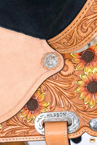 Miniatura 8 de HILASON Flex Tree Western Horse Saddle American Leather Trail Sillín Americano Sillín de Cuero Sillín Western Sillín para caballos Sillín