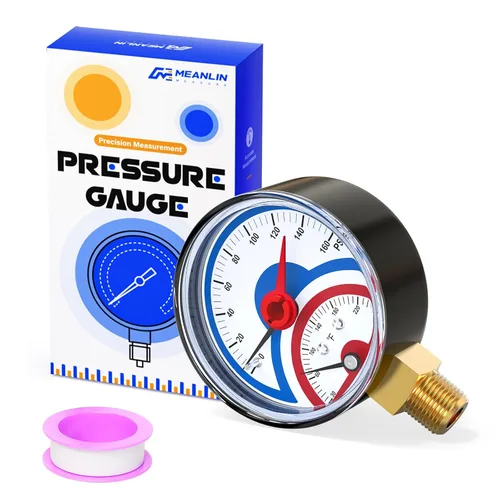Miniatura 8 de MEANLIN MEASURE Manómetro térmico de acero inoxidable de 0-160 psi, 30-250 ℉, llenado de líquido, esfera de cara NPT de 2.5 pulgadas, con cinta