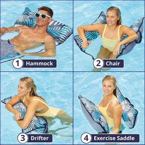 Miniatura 2 de Aqua - Deluxe Monterey - Flotador de alberca y hamaca de calidad de centro turístico 4 en 1, inflable, multiusos, para adultos con material Hamaca