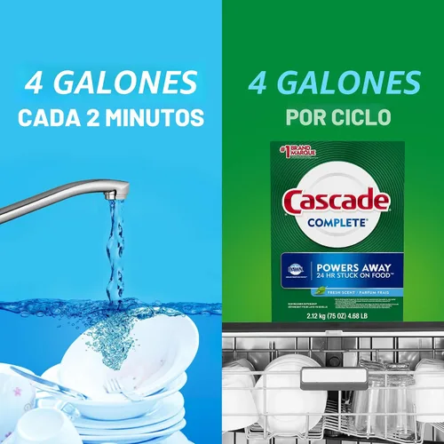 Miniatura 7 de Detergente en polvo Cascade Complete para lavaplatos, aroma fresco, 75 oz, blanco
