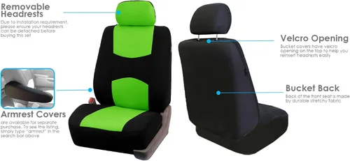 Miniatura 4 de Fundas de asientos para auto de tela lisa y almohadillas para cinturón y volante, diseño universal FH-FB050102 y FH2033, Beige1