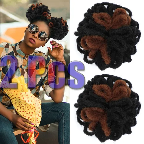 Miniatura 24 de DreadLock Moño Loc Moño de Pétalo Moño Afro High Puff Peluca de Cola de Caballo con Cordón Sintética Locs Falsos Moño de Cabello Cola de Caballo