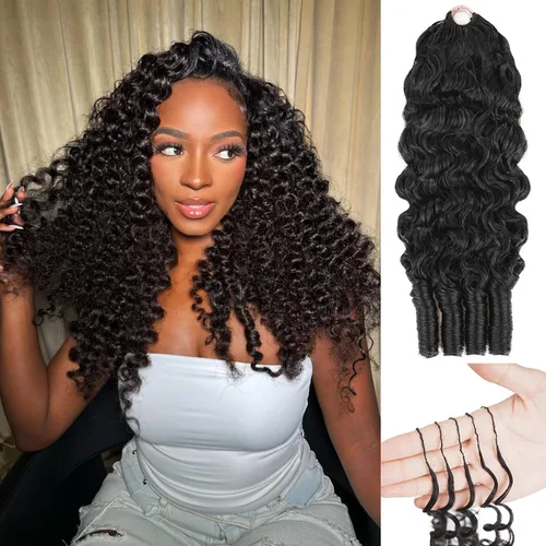Pelo rizado birmano de ganchillo rizado de plumas de ganchillo cabello humano negro natural negro 14 pulgadas