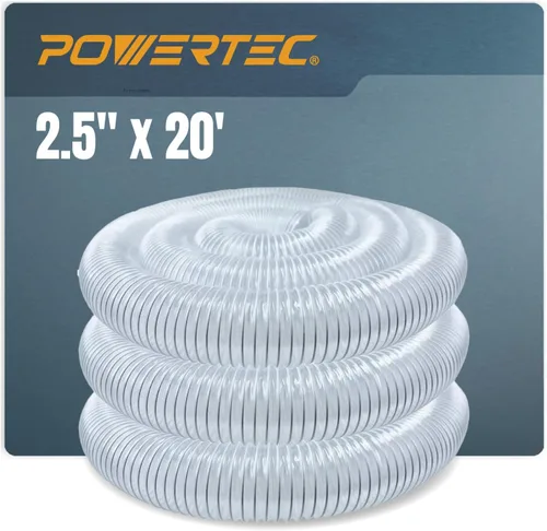 Miniatura 12 de POWERTEC manguera de recolección de polvo de 2 1/2 pulgadas x 50 pies, manguera colectora de polvo de PVC flexible de 2.5 pulgadas para sierra