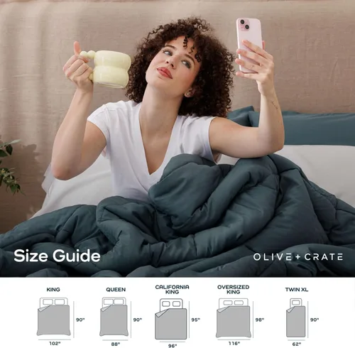 Miniatura 7 de Olive + Crate Cooling Down Alternative Comforter - Hypoallergenic King Size Duvet Insert Lightweight - All Seasons Plush Design Bamboo Comforter