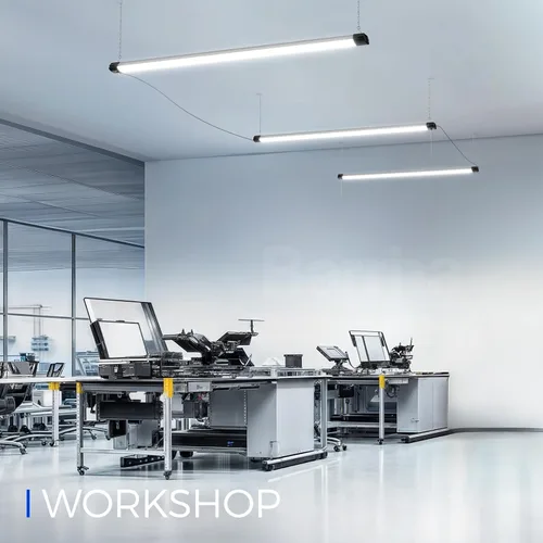 Miniatura 4 de Barrina BS84 - Luces LED para taller de 4 pies, 84 W, 10000 lúmenes, 6500 K, lámpara enlazable para garaje, sótano, colgante o montaje empotrado, 4