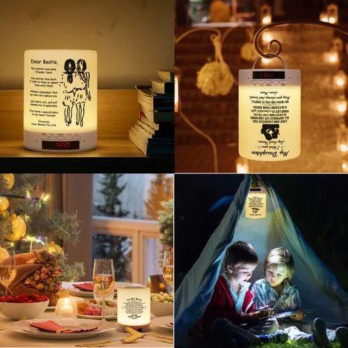 Miniatura 3 de Lámpara de mesa táctil grabada para amigos, lámparas de noche con sensor táctil personalizado con altavoz Bluetooth, el mejor regalo para amigos