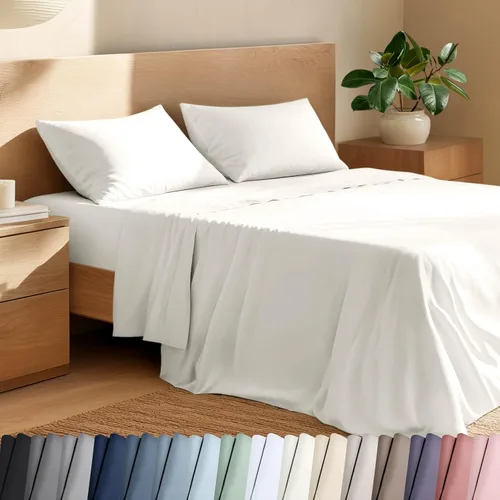 Miniatura 13 de Bare Home Juego de sábanas individual XL 100% algodón orgánico - Tejido de percal crujiente - Ligero y transpirable - Sábanas y fundas de almohada