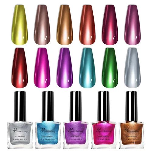 Miniatura 5 de Esmalte de uñas metálico con efecto espejo metálico, de secado rápido, de larga duración, acabado cromado brillante, manicura para bricolaje