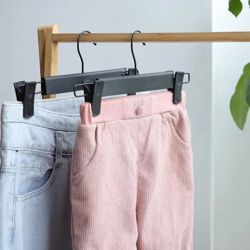 Miniatura 2 de NORTHERN BROTHERS Perchas para pantalones con clips, paquete de 30 perchas para falda de color negro resistentes para mujeres, hombres, niños, Rosa