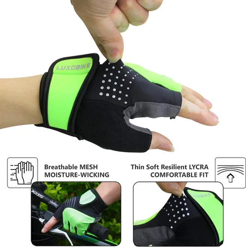 Miniatura 5 de Guantes de ciclismo para bicicleta de montaña para hombre, amortiguadores de gel SBR acolchados, palma antideslizante, ultra transpirables