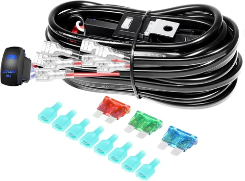 Miniatura 18 de SKYWORLD Kit de arnés de cableado de 1 cable de 10 pies para barra de luz de trabajo LED, interruptor de encendido/apagado de 14 V, kit de arnés