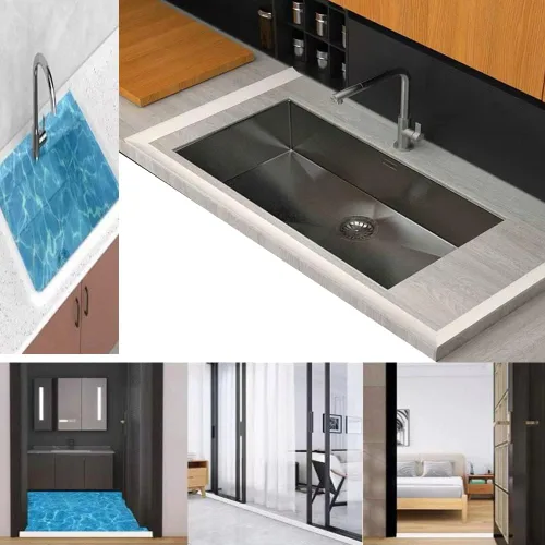 Miniatura 8 de Presa de ducha autoadhesiva, bloqueador de agua de ducha para cocina y baño, protector de ducha, umbral de ducha para bañera, borde de encimera