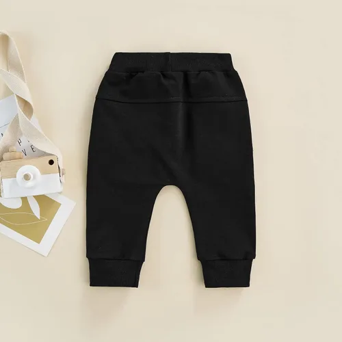 Miniatura 4 de Mubineo Pantalones deportivos básicos lisos para bebés, niños y niñas, cómodos pantalones de algodón con bolsillos