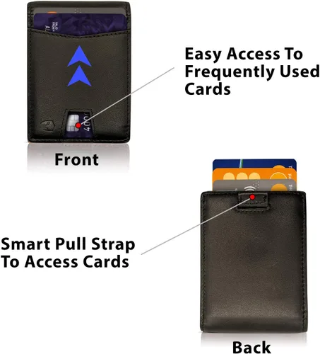 Miniatura 6 de Bryker Hyde Cartera de cuero delgada plegable con bloqueo RFID para hombres, bolsillo frontal, bolsillo para facturarecibo, Negro y naranja