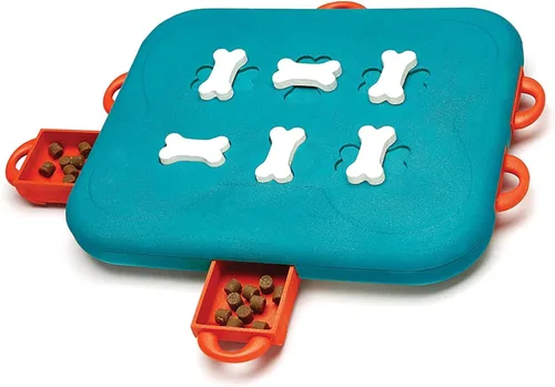 Miniatura 15 de Outward Hound por Nina Ottosson Multipuzzle Nivel 4 Experto Rompecabezas para Perros con Tratamientos para Enriquecimiento, Azul Multipuzzle (Verde)
