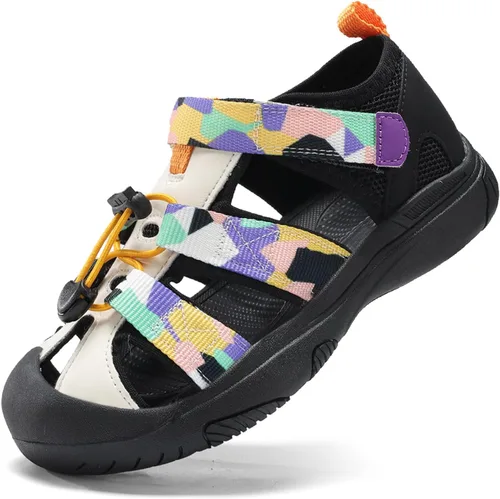 Miniatura 8 de JMFCHI Sandalias deportivas de verano para niños y niñas, sandalias de punta cerrada para exteriores, zapatos atléticos para agua, sandalias