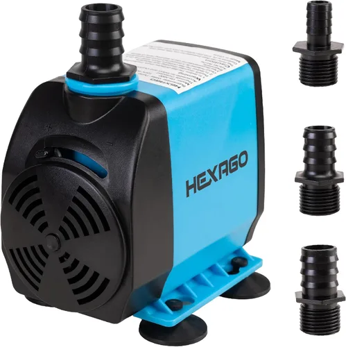 Hexago Bomba sumergible de 800 GPH, bomba de fuente de agua ultra silenciosa con elevación de 10 pies, cable de alimentación de 6 pies, 3 boquillas,