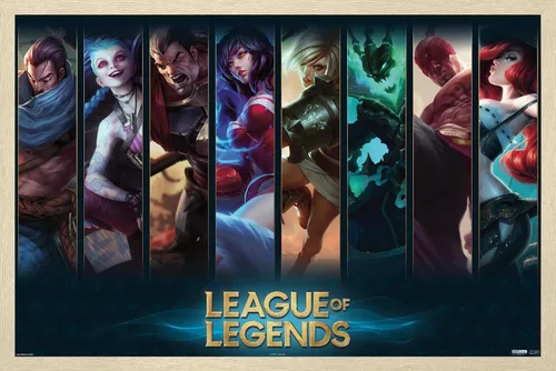 Miniatura 5 de League of Legends - Póster de pared de campeones, 22.4 pulgadas de largo x 14.7 pulgadas de ancho, versión enmarcada de madera de granero