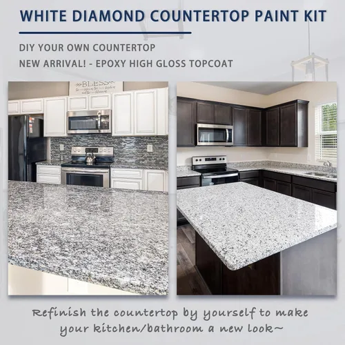Miniatura 5 de GLAINTE Kit de pintura epoxi para encimera, kit de pintura de acabado de encimera de granito para cocina y baño, capa superior de resina epoxi