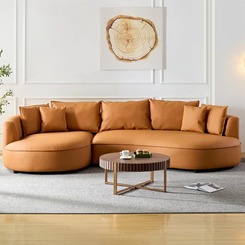 Miniatura 21 de KEVINSPACE Sofá curvo de 101 pulgadas, 4 asientos, moderno sofá de tela boucle de lujo, sofás de respaldo curvado de mediados de siglo, moderno