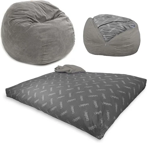 CordaRoy's Puf de Pana - Silla Puf Convertible - Funda de Tela de Pana Lavable a Máquina - para Sótano, Sala de Estar, Sala de Juegos, Dormitorio y