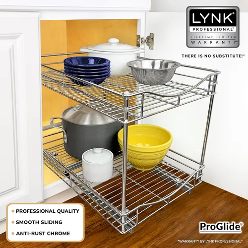 Miniatura 2 de Lynk - Organizador profesional para armario de cocina con dos niveles, para sacar y guardar debajo del gabinete, sirve de organizador para despensa