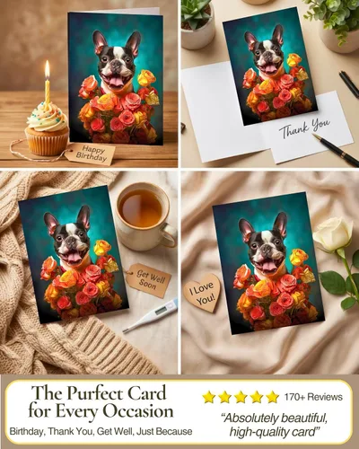 Miniatura 7 de Boston Terrier - Tarjeta de felicitación para todas las ocasiones de la colección Unique Dog Party Delights, grande, 5 x 7 pulgadas