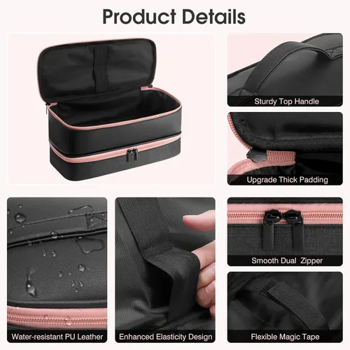 Miniatura 3 de Funda de viaje para secador de pelo Shark FlexStyle, bolsa de secador de pelo de doble capa, organizador de herramientas de belleza, bolsa de Negro