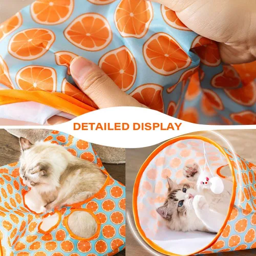 Miniatura 2 de AIIONP Bolsa de túnel para gatos, tubos interactivos para gatos para mascotas, sonido de arena, bola de felpa, ideal para razas medianas y pequeñas