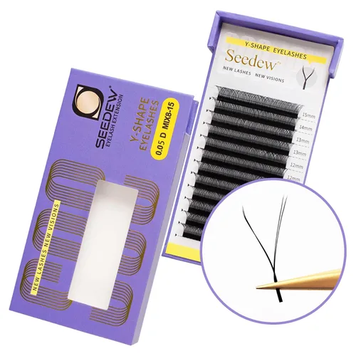 YY - Extensiones de pestañas, racimos de pestañas de aspecto natural, bandeja de pestañas en forma de Y, tiras de pestañas de práctica, suministros