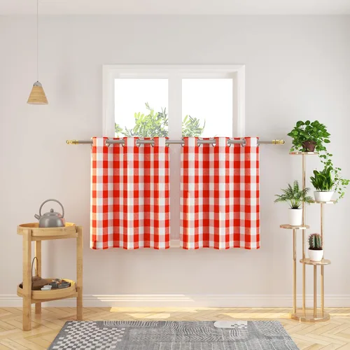 Miniatura 7 de Cortinas de 24 pulgadas de largo con diseño Buffalo Check Gingham Plaid para ventanas de cocina y baño, tratamiento para ventanas con 2 paneles