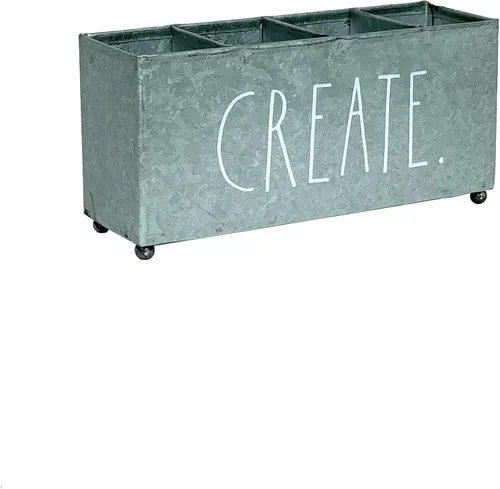 Miniatura 2 de Rae Dunn Organizador de belleza – Cuatro secciones para almacenamiento de cosméticos – Contenedor de metal galvanizado para suministros